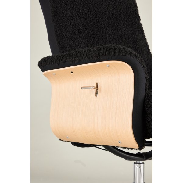 Hagn reclinerftlj med fotpall - Svart/oljad ek + Textilrengring fr mbler