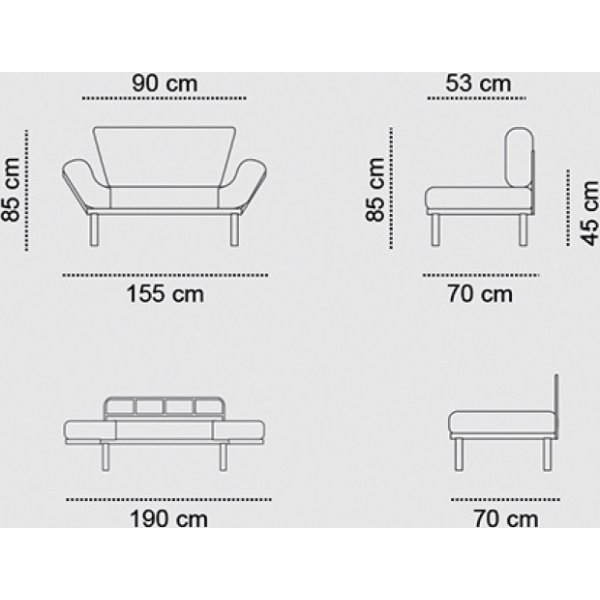 Canap-lit 2 places Nitta - Crme