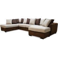 Delux U-soffa med öppet avslut vänster - Brun/Beige/Vintage Delux U-soffa med öppet avslut vänster - Brun/Beige/Vintage