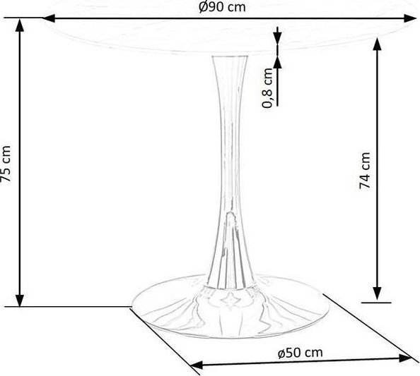 Casemiro eettafel 90 cm - Wit marmer/goud