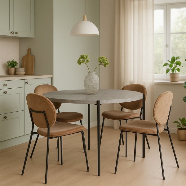 Shanghai matgrupp: bord Ø120 cm inkl. 4 st stolar Shanghai matgrupp: bord Ø120 cm inkl. 4 st stolar