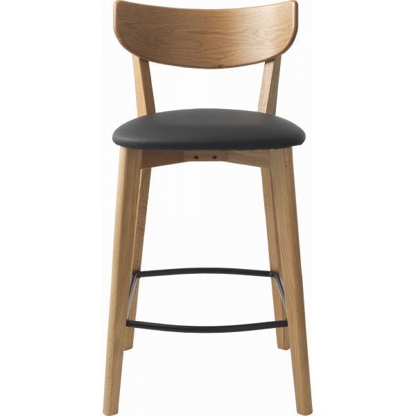 Chaise de comptoir Tatomanto - PU noir/chêne Chaise de comptoir Tatomanto - PU noir/chêne