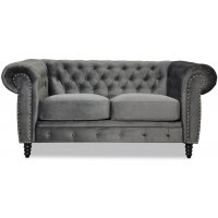 Ashford 2-sits chesterfield - Mörkgrå sammet Ashford 2-sits chesterfield - Mörkgrå sammet