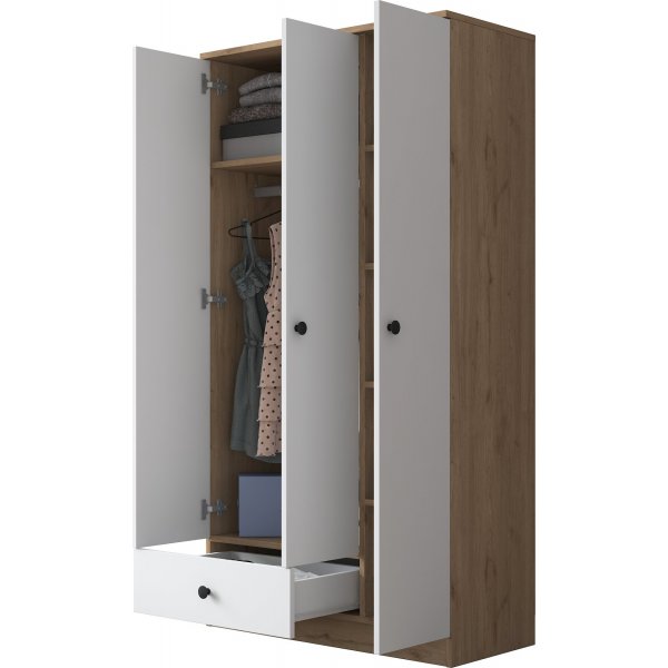 Mendy garderob 90 cm - Valnöt/vit Mendy garderob 90 cm - Valnöt/vit