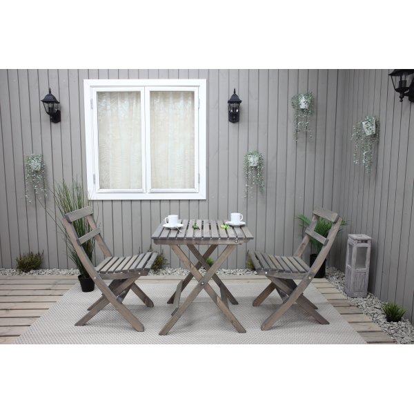 Table de groupe d'extrieur Wilma 65 x 65 cm avec 2 chaises Knohult - Gris