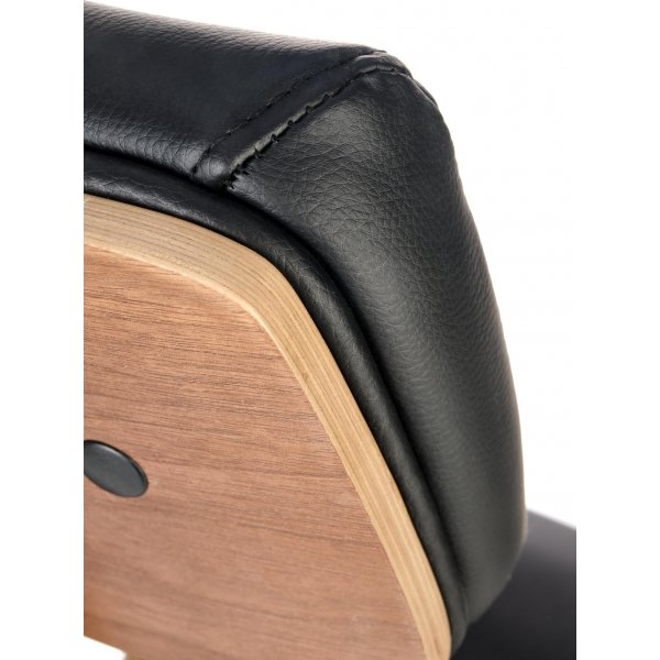 Skrivbordsstol i valnöt & svart ekoläder Skrivbordsstol i valnöt & svart ekoläder