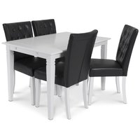Sandhamn matgrupp 120 cm bord med 4 Crocket stolar i Svart PU Sandhamn matgrupp 120 cm bord med 4 Crocket stolar i Svart PU