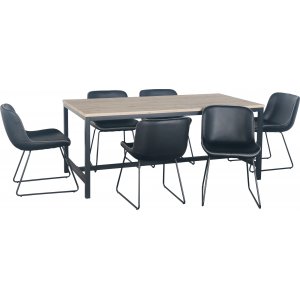 Texas matgrupp med Texas matbord ljus ek 180 cm och 6 st Texas matstolar Svart PU Texas matgrupp med Texas matbord ljus ek 180 cm och 6 st Texas matstolar Svart PU
