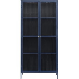 Armoire mtal bleu nuit Dobb avec portes vitres H190 cm