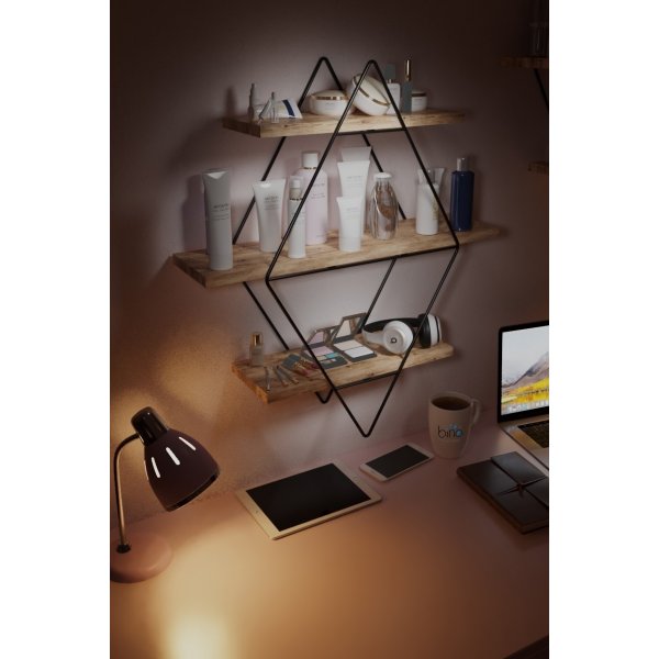 Prizma vägghylla - Svart/natur Prizma vägghylla - Svart/natur