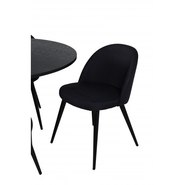 Bianca Matgrupp runt svart matbord med 4 st Velvet svart stolar