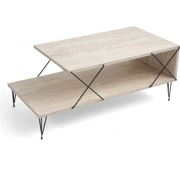 Loire soffbord 100 x 50 cm - Travertin/svart Loire soffbord 100 x 50 cm - Travertin/svart