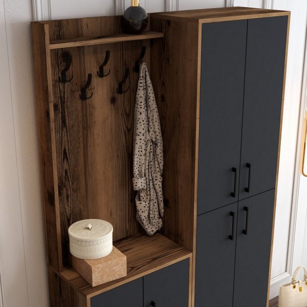 Meuble d'entrée berlinois ba - Noyer/anthracite Meuble d'entrée berlinois ba - Noyer/anthracite