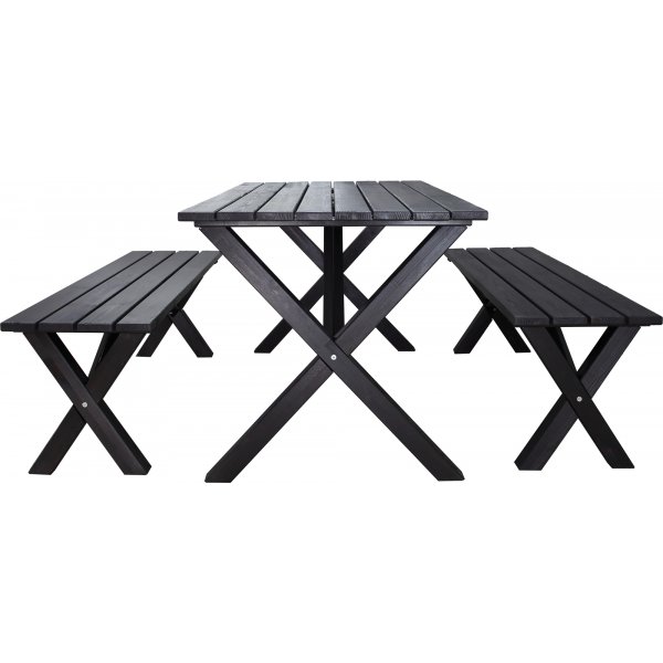 Table de groupe d'extrieur Scottsdale 150 cm avec 2 bancs - Noir