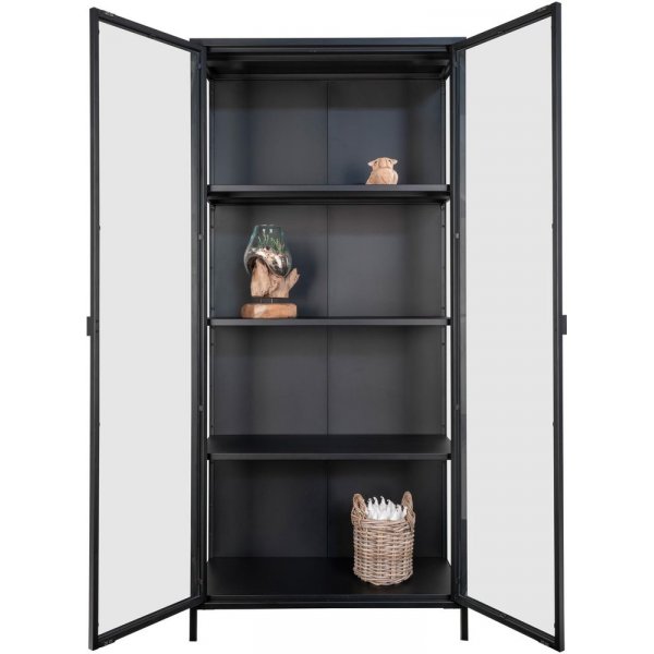 Brisbane vitrinekast 80x35x175 cm - Zwart