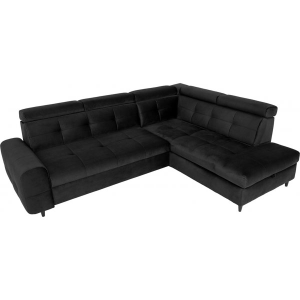 Canapé-lit d\\\'angle Matras avec bout ouvert à droite - Noir Canapé-lit d\\\'angle Matras avec bout ouvert à droite - Noir