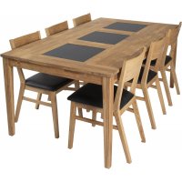 Gränna matgrupp inkl. 6 st Mora stolar - Ek/Svart PU Gränna matgrupp inkl. 6 st Mora stolar - Ek/Svart PU