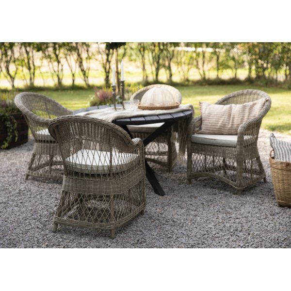 Buitenfauteuil van synthetisch rotan in natuurlijke kleur Buitenfauteuil van synthetisch rotan in natuurlijke kleur