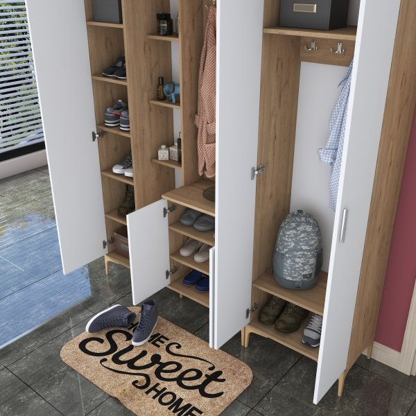 Meuble d\\\'entre Esa 180 x 37,5 x 240 cm Variante A - Noyer/blanc