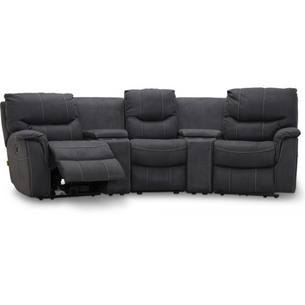 Rom elektrisk 3-sits reclinersoffa - Grå tyg + Textilrengöring för möbler Rom elektrisk 3-sits reclinersoffa - Grå tyg + Textilrengöring för möbler