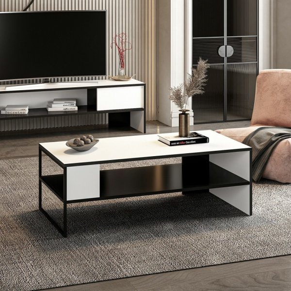 Concord salontafel 120 x 60 cm - Wit/zwart Concord salontafel 120 x 60 cm - Wit/zwart