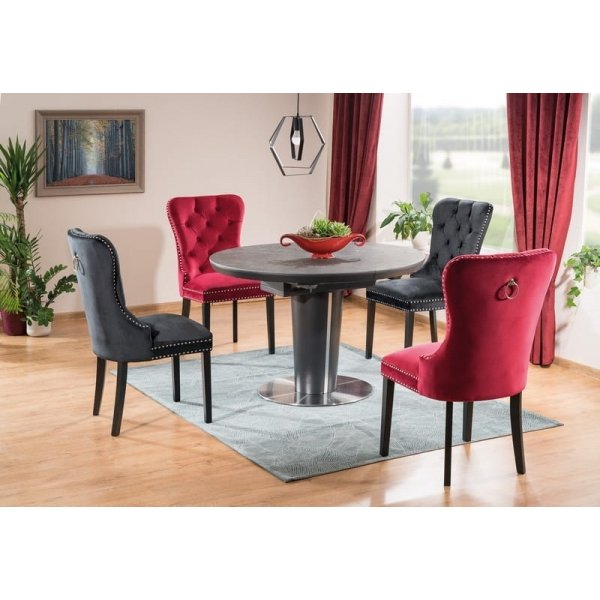 Chaise de salle à manger August - Velours noir Chaise de salle à manger August - Velours noir