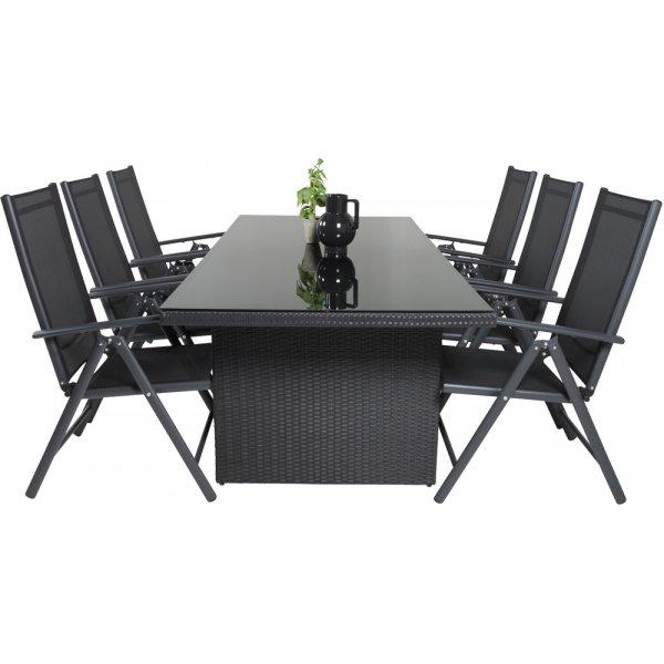 Padova utematgrupp med 6 st Break stolar - Svart