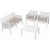 Groupe salon Lara avec canap 2 places, 2 fauteuils et table - Blanc