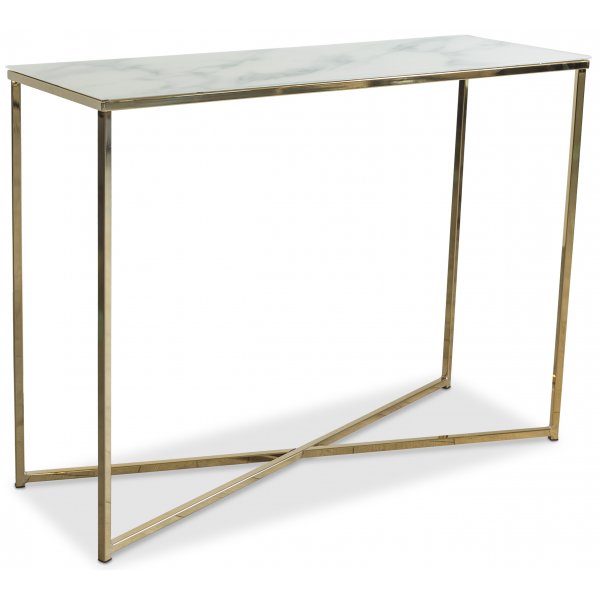 Palasso konsolbord 100 x 35 cm - Mssing / Ljus marmorering