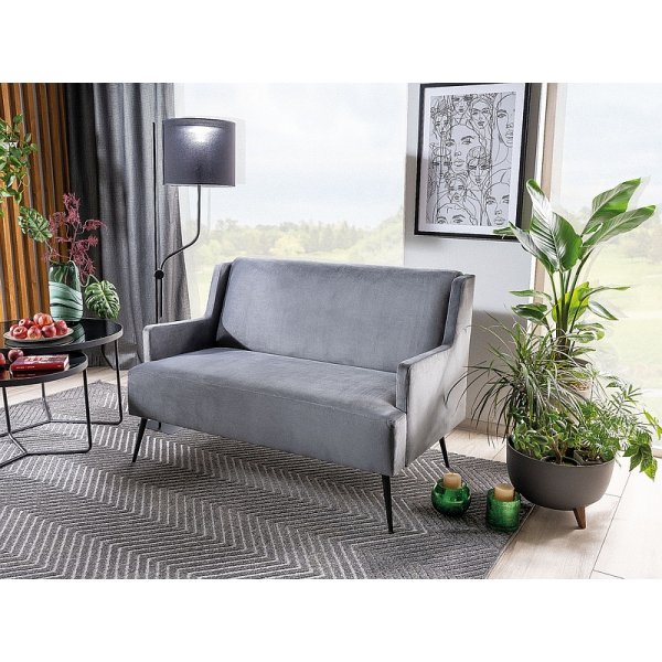 Canapé 2 places Gemma - Velours gris Canapé 2 places Gemma - Velours gris