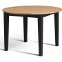 Dalar runt matbord i oljad ek med svarta ben 110 cm