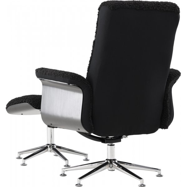 Reclinerfåtölj med fotpall Svart / Krom - Hagön + Textilrengöring för möbler Reclinerfåtölj med fotpall Svart / Krom - Hagön + Textilrengöring för möbler