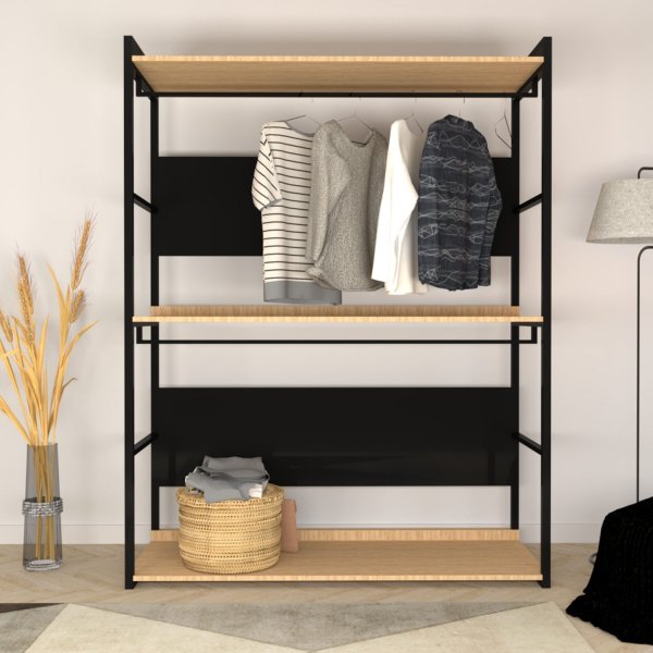 Meuble d'entrée Perpa - Chêne/noir Meuble d'entrée Perpa - Chêne/noir