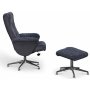 Times frskinnsftlj med fotpall (Recliner) - Mrkgrtt frskinn + Mbeltassar