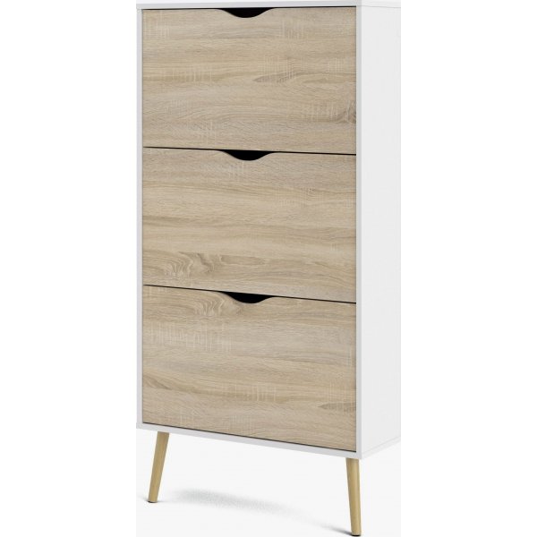 Meuble à chaussures Oslo - Blanc/chêne Meuble à chaussures Oslo - Blanc/chêne