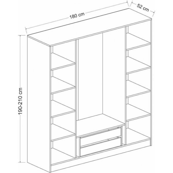Cavolo garderob 180 cm - Antracit/svart