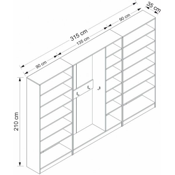 Meuble d\\\'entre Armadio 315 x 35 x 210 cm - Blanc