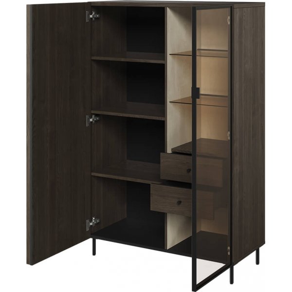 Vitrinekast Piemonte - Portland essen/zwart Vitrinekast Piemonte - Portland essen/zwart