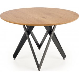 Metalen ronde eettafel 120 cm - Eiken/zwart