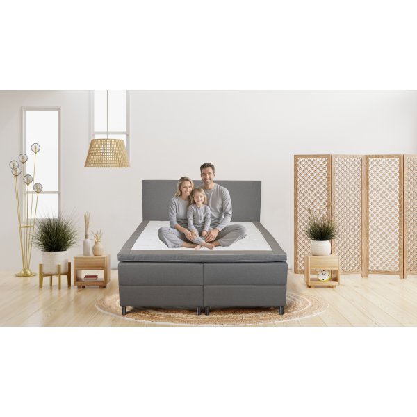 Accent boxbed s�ng med f�rvaring - 160 x 200 cm - Beige