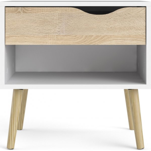 Oslo nachtkastje - Wit/eiken Oslo nachtkastje - Wit/eiken