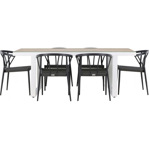 Merlo rektangulär matgrupp med 6 st Stins stolar - Svart/vit + 4.00 x Möbeltassar Merlo rektangulär matgrupp med 6 st Stins stolar - Svart/vit + 4.00 x Möbeltassar