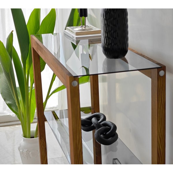 Table en relief Via 85 x 31 cm - Noyer Table en relief Via 85 x 31 cm - Noyer