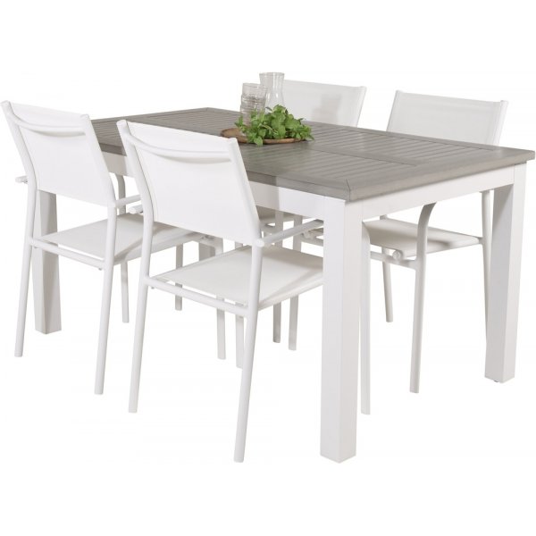 Albany utematgrupp med 4 st Santorini stolar - Grå/Vit Albany utematgrupp med 4 st Santorini stolar - Grå/Vit