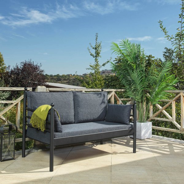 Manyas 2-sits utesoffa - Svart/antracit Manyas 2-sits utesoffa - Svart/antracit