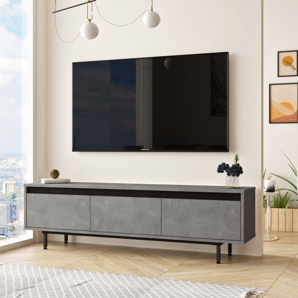 Luvio TV-bänk 1 - Silver/svart Luvio TV-bänk 1 - Silver/svart