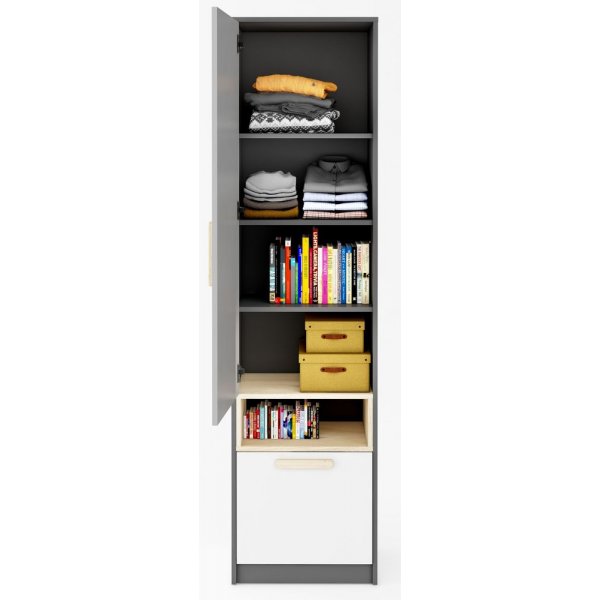 Armoire enfant Jeffry 50 - Graphite/gris clair