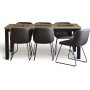 Granit matgrupp; Bord 180x90 cm Ek/Svart med 6 st Texas matstolar brun PU