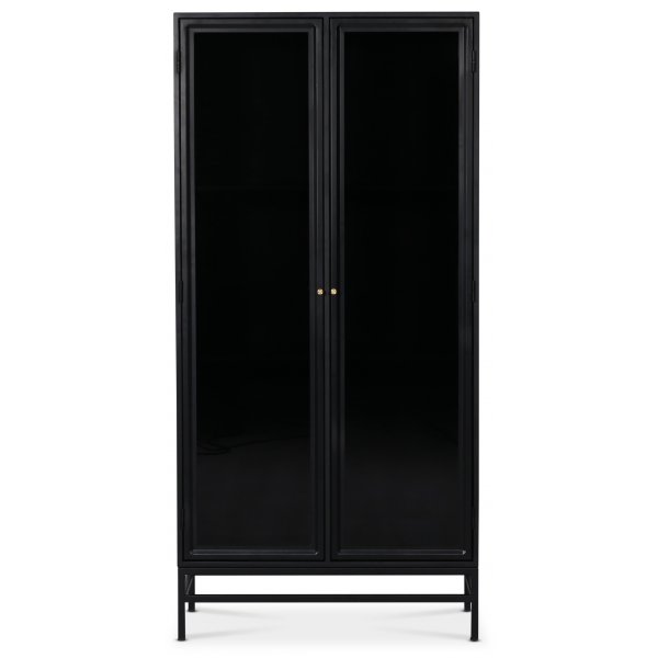 Revel vitrinskp H170 cm - Svart / Mrktonat glas