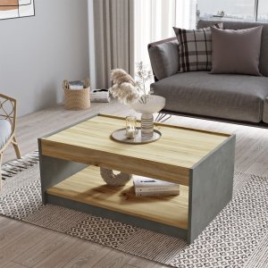 Luvio salontafel 16, 93,6x60 cm - Eiken/zilver